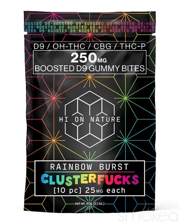 Clusterfucks Boosted D9 Gummy Bites - Rainbow Burst  (250mg Total / 10pcs)