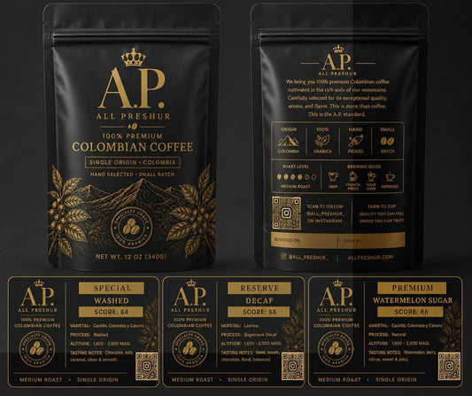 A.P. All Preshur — 100% Premium Colombian Coffee