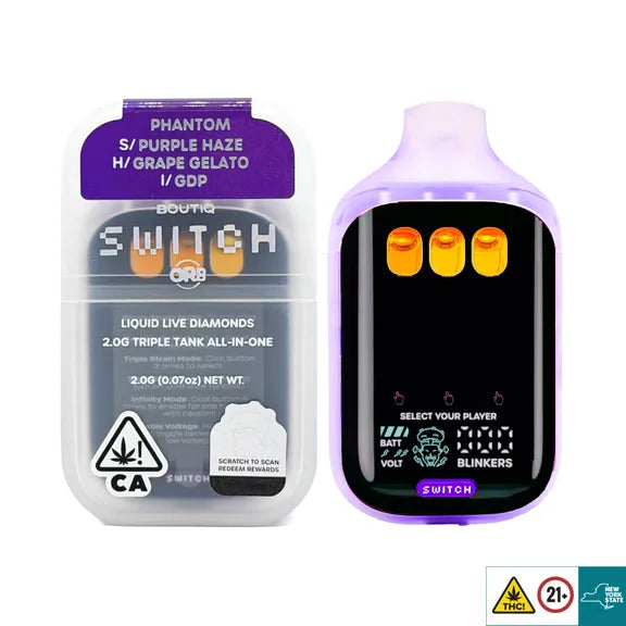 Boutiq Orb Phantom - Purple Haze x Grape Gelato x GDP Triple Tank Switch Vapes - 2G